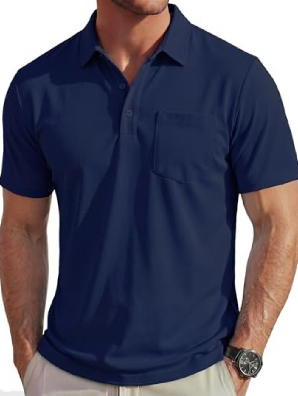 Denver Hayes Men's Dark Navy Polo with Chest Pocket Size M